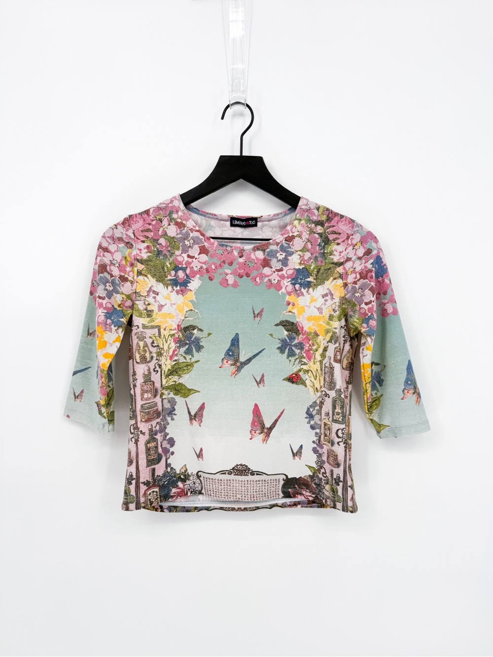 Vintage Y2K Limited Too Floral Butterfly Graphic Top 3/4 Sleeve Girl’s XL